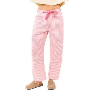 Bibi Striped Wide Leg Patchwork Twill Pants